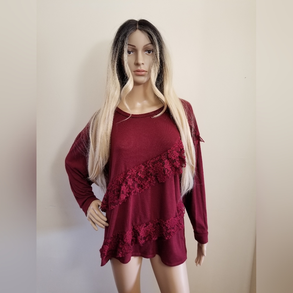 🤍 GUC Joe Boxer Women's Burgandy Long Sleeve Shirt Size 3X